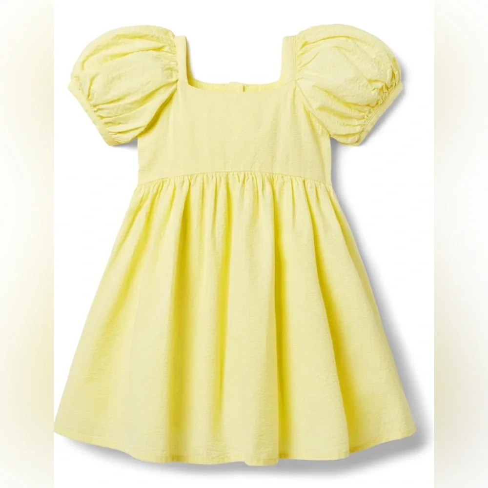 Girl Yellow Iris Puff Sleeve Seersucker Dress by Janie and Jack 7‎